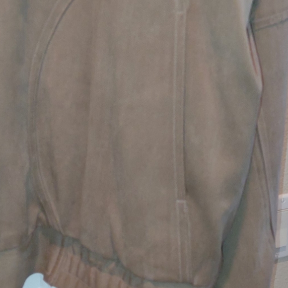 Cypress Grove Taupe 100% Silk Bomber Jacket - Picture 12 of 12